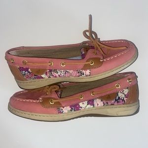 Pink Sperry Top Sider with Floral Details
